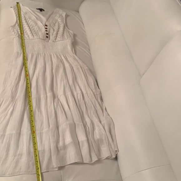 J Gee White Peasant Tiered Lace Bodice Flowy Romantic Boho Dress Size PL - Picture 6 of 12